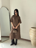 تیشرت پیراهنی ساده قهوه ای هیمه استایلیش